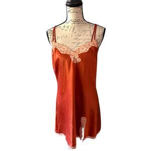 Victoria's Secret Vintage Satin Lace Nighty Slip Dress Large SEE MEASUREMENTS